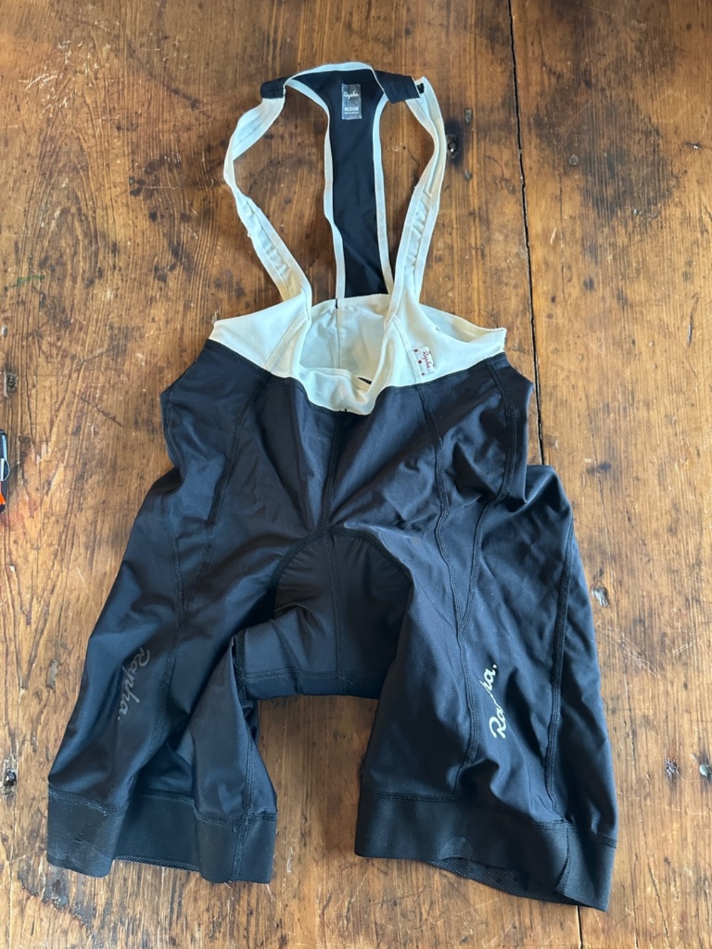 Rapha Black Cycling Bib Shorts with Cream Straps